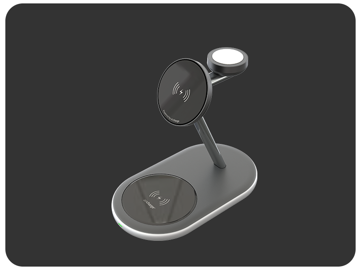 3 IN 1 BEDSIDE WIRELESS CHARGING STATION, BLACK 3 IN 1 BEDSIDE WIRELESS CHARGING STATION, BLACK